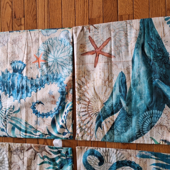 New Set Of 4 Tropical/Sealife Pillow Covers, Approx 18" X 18" - Picture 2 of 7